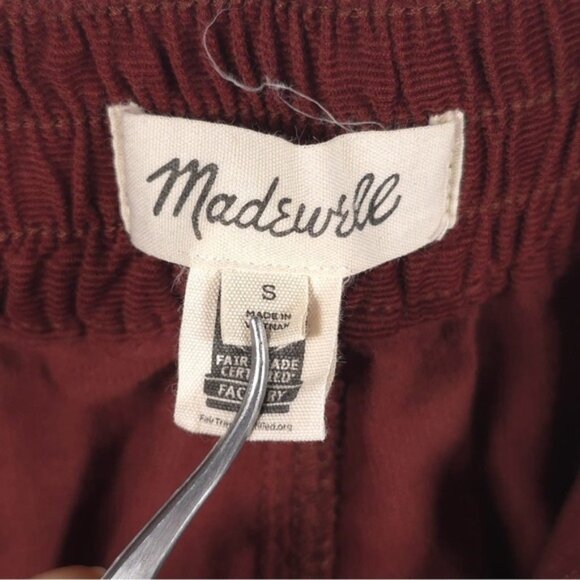 MADEWELL Huston Corduroy Zip Elastic Waist Straight Crop Pants COTTON Size SMALL - Picture 9 of 13